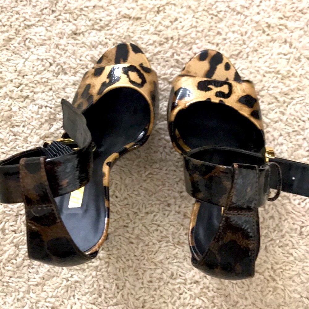 Platform shiny leopard and snake print ankle heels-You only pay for one